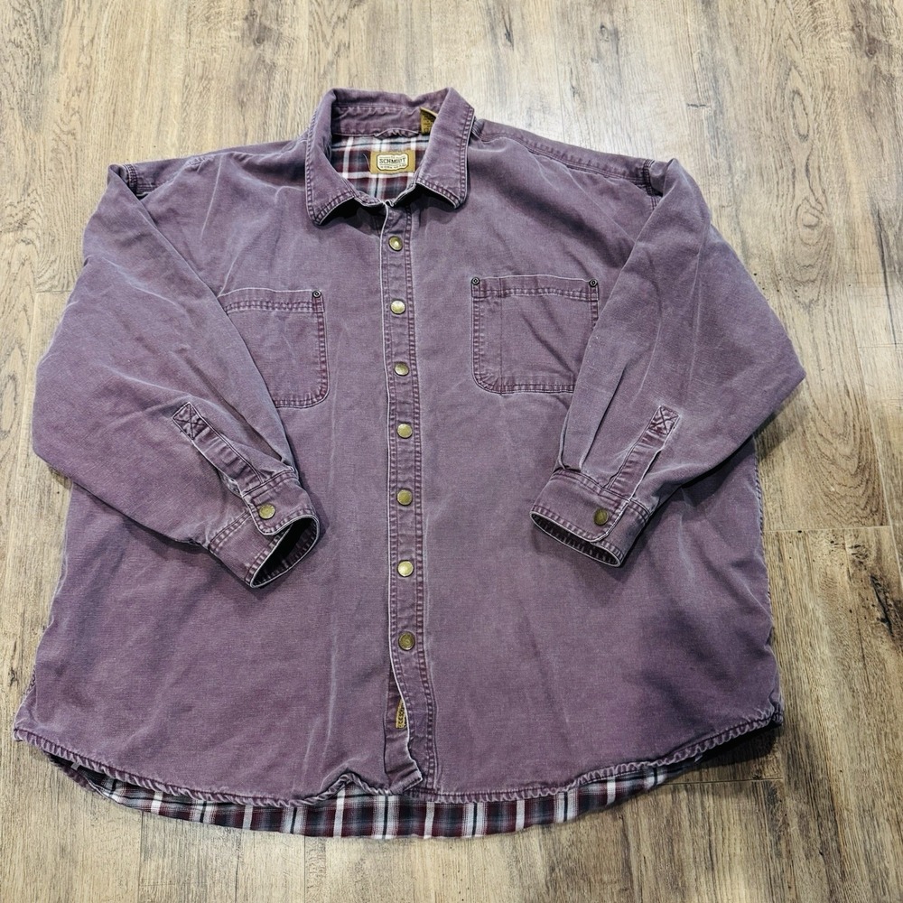 Vintage Mens Barn Coat Large Tall Unique Color Faded Purple Plaid Lined Cotton